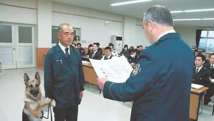 警犬紧握主人的手不放！上台领奖，狗狗也会紧张害羞